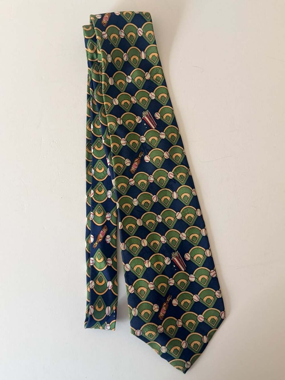 Vintage 1995 Nicole Miller Baseball Stadium 100% Silk Tie